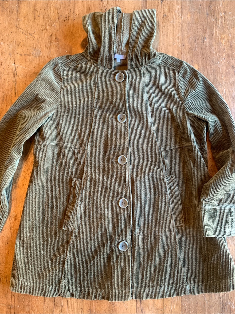 Habitat Olive Green Corduroy Hooded Coat - Picture 15 of 16